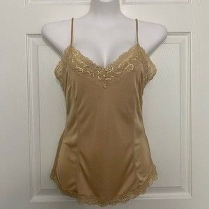 Victorias secret gold lace trim Cami Size Medium